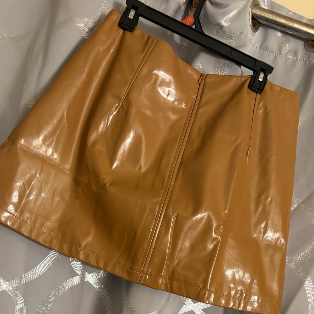 Tan Leather Mini Skirt